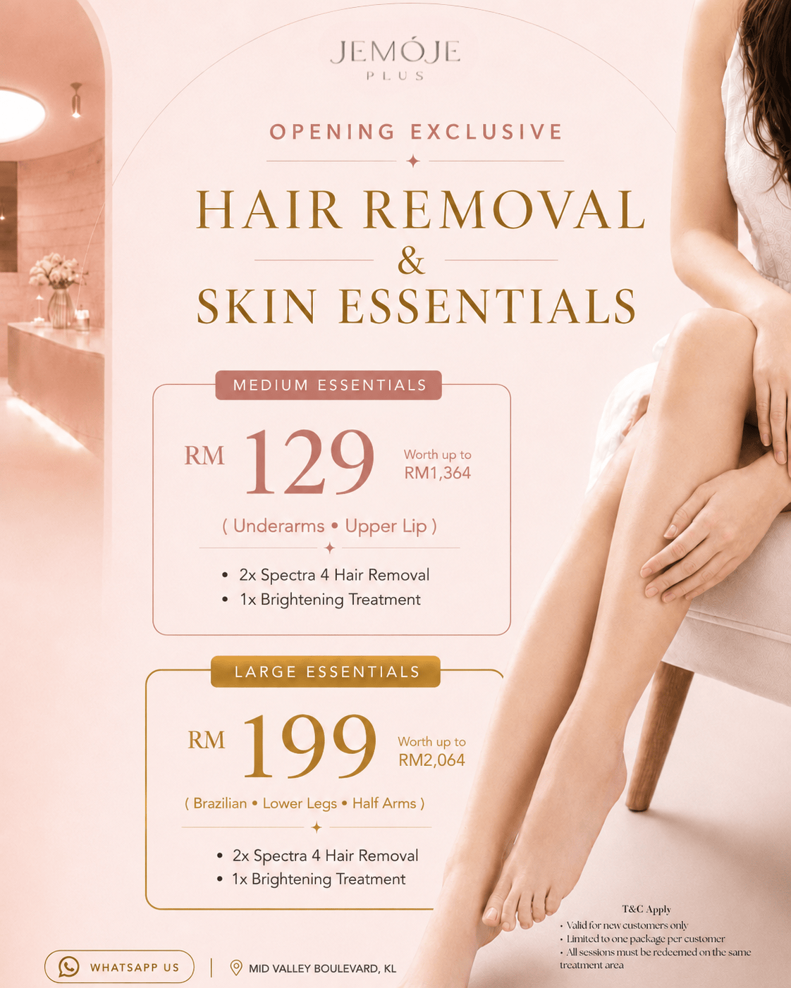 Hair Removal & Skin Essentials RM129/RM199 at JEMOJE Plus Mid Valley Kuala Lumpur