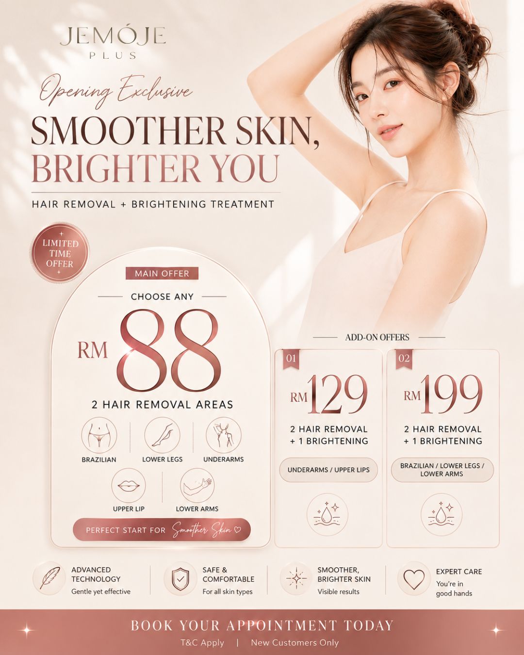 Hair Removal & Brightening From RM88 at JEMOJE Plus Mid Valley Kuala Lumpur